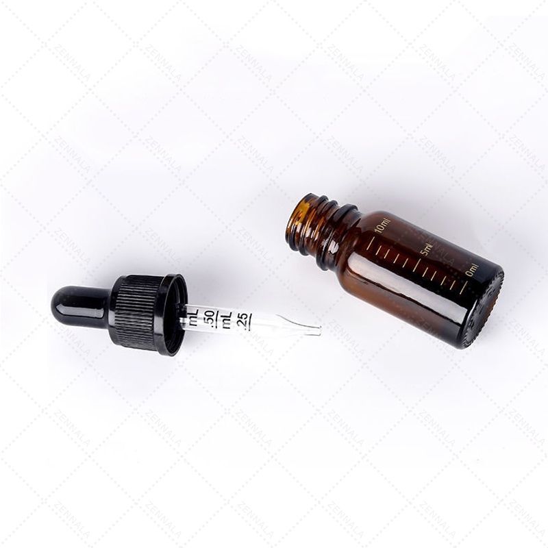 ขวดหยดสีชา ขวดแก้ว หลอดหยดมีสเกล Amber Glass Dropper Bottle