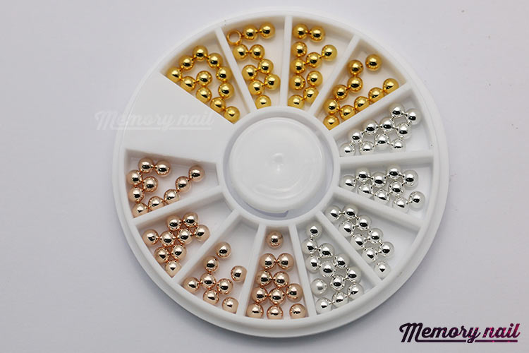 มุกไข่ปลาขนาด 3 มิล สีเงิน ทอง ทองแดง คละ3สี กล่องกลม