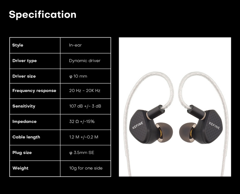 KEFINE Klean หูฟัง IEMs ไดรเวอร์ Dynamic สายชุบเงิน เปลี่ยนท่อนำเสียงได้ ประกันศูนย์ไทย