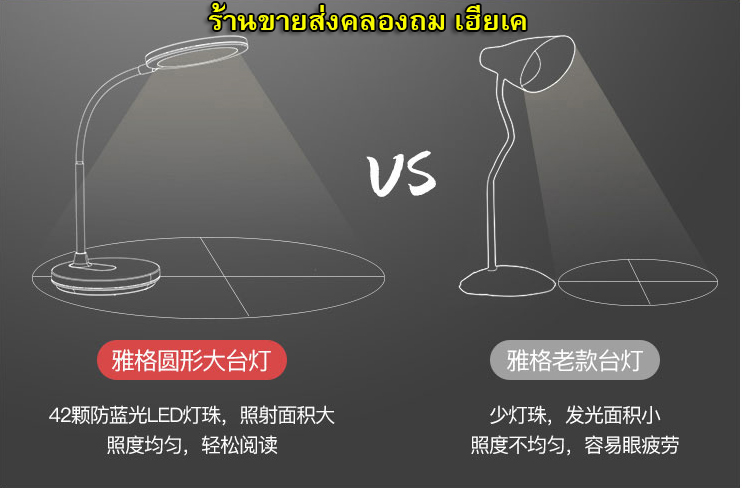 โคมไฟตั้งโต๊ะ42LEDปรับไฟ2สีแบตในตัวรุ่นใหม่