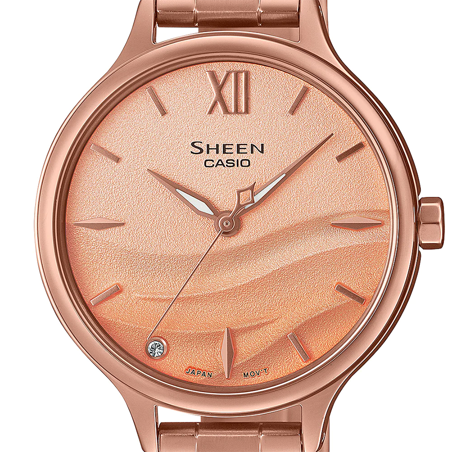 นาฬิกา คาสิโอ Casio SHEEN SAPPHIRE CRYSTAL คริสตัลแซฟไฟร์ SHE-4550 series รุ่น SHE-4550PG-4A ของแท้ รับประกัน1ปี