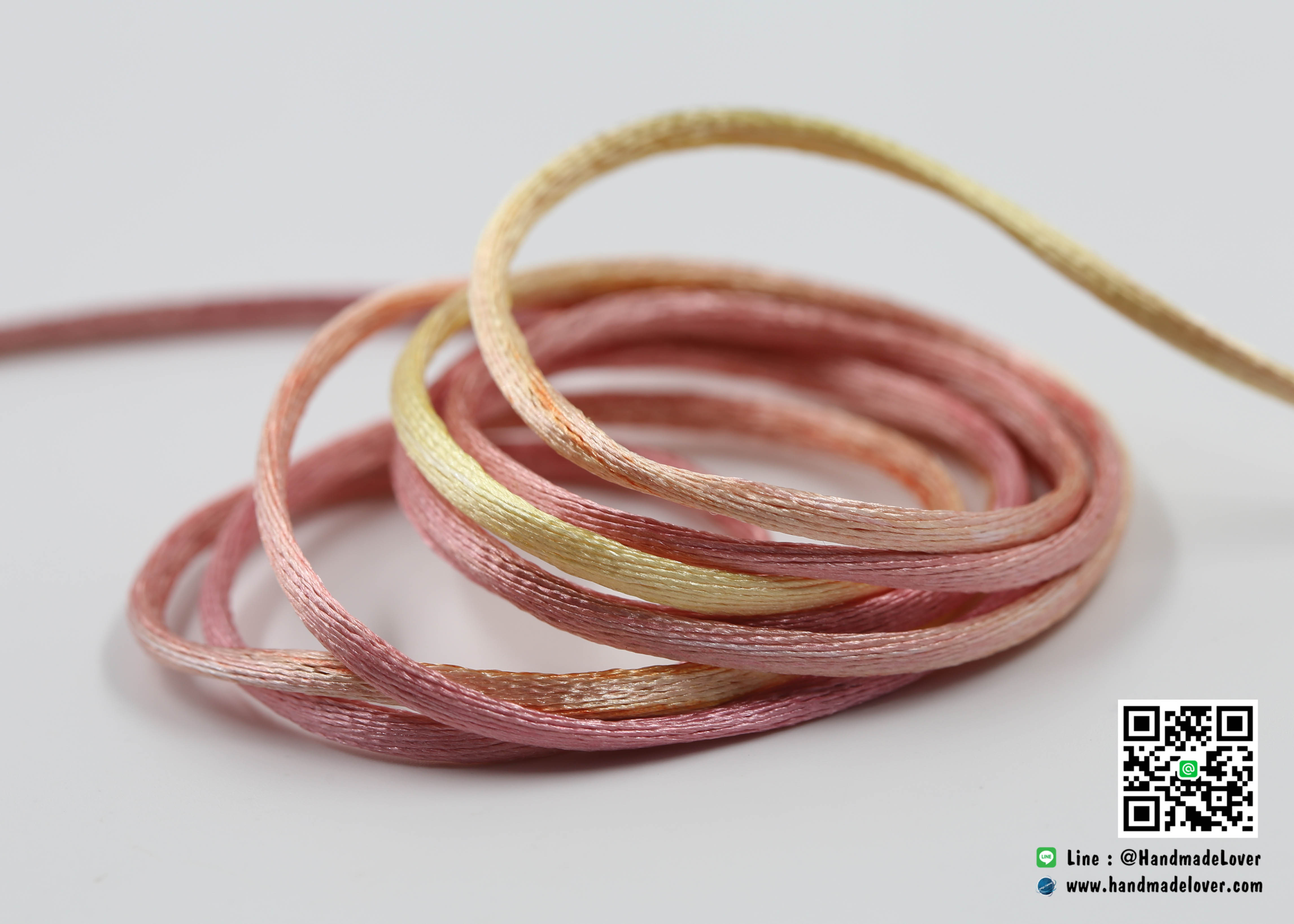 เชือกหางหนู สีรุ้งโทนชมพู พาสเทล [17] ขนาด 2 มิล [อย่างดี เนื้อนุ่ม]