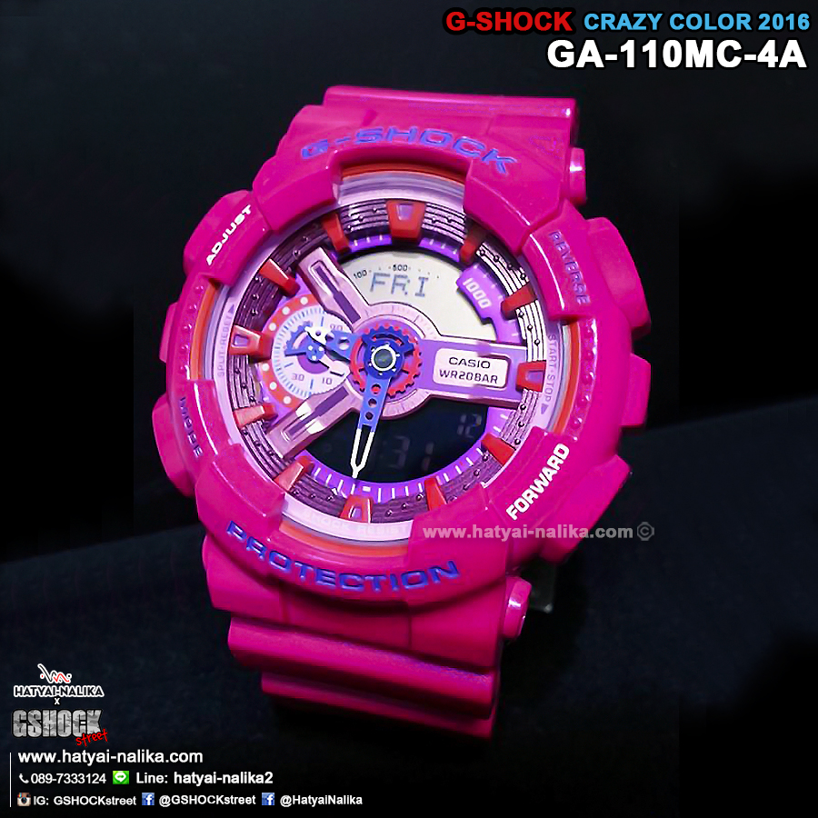 นาฬิกา Casio G-Shock Limited Multi-Color series Crazy Color 2016 รุ่น GA-110MC-4A (สี Shocking Pink) ของแท้ รับประกัน1ปี