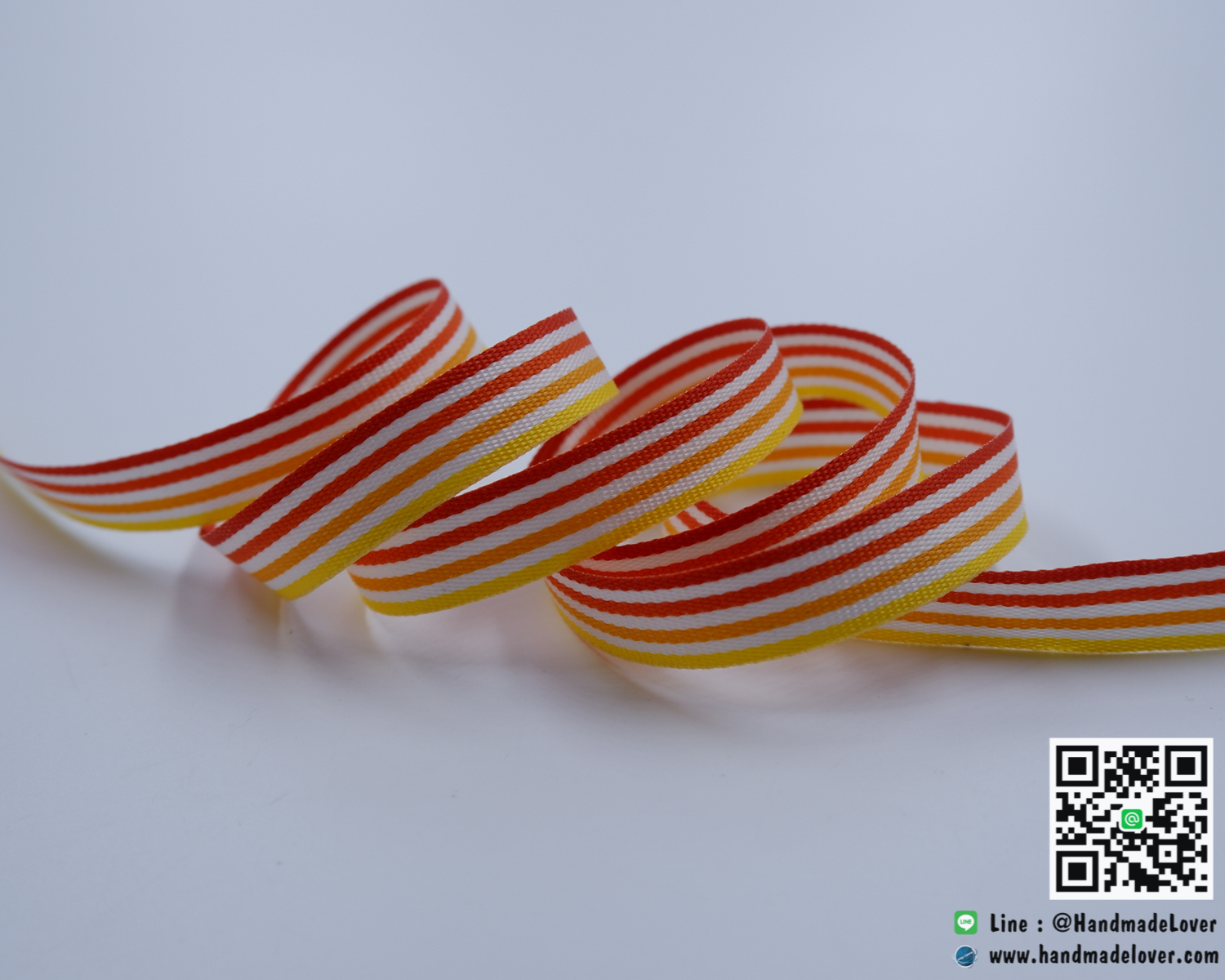 ริบบิ้นผ้าลายทาง สีเหลือง ขนาด 9 มิล