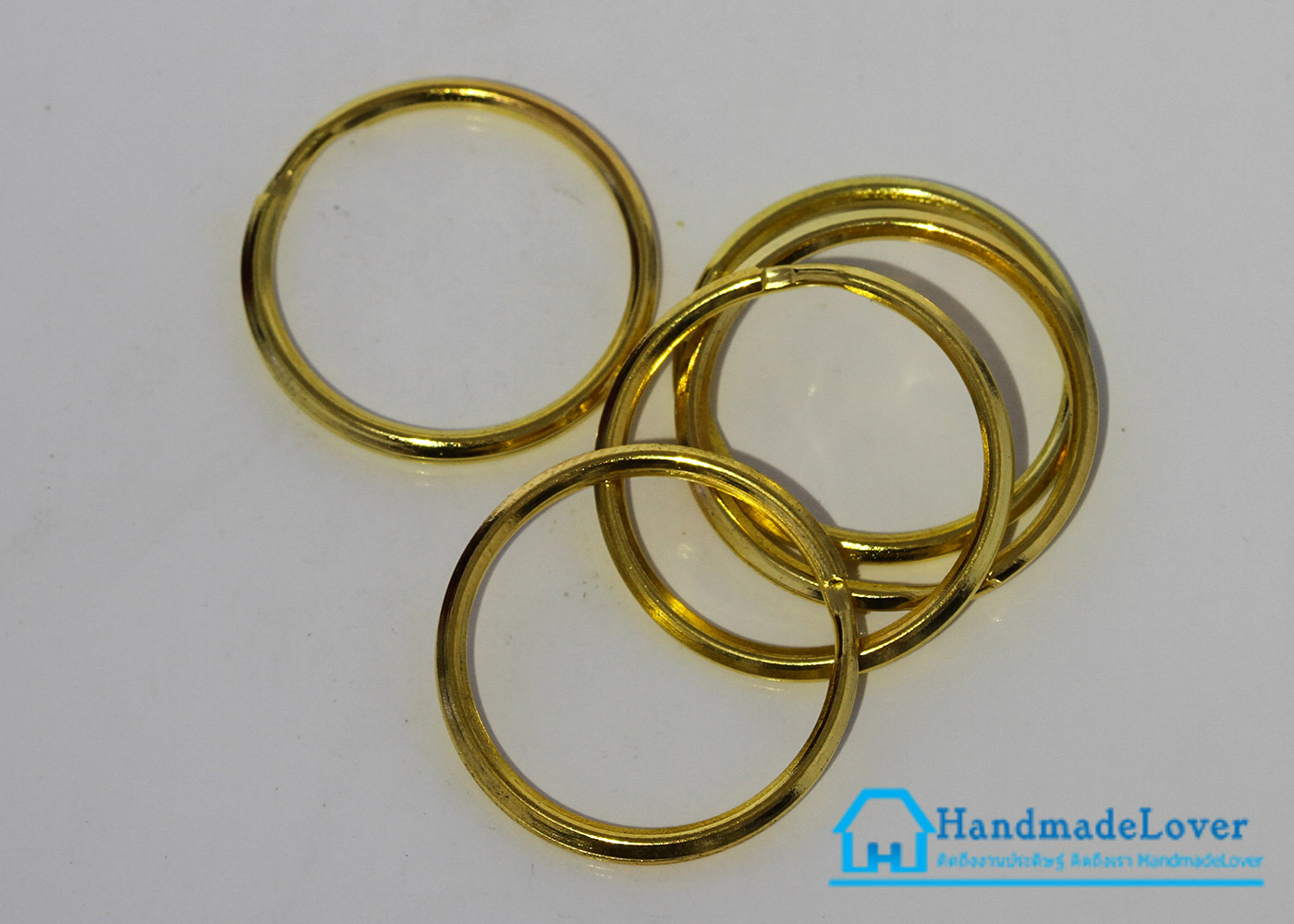 พวงกุญแจ สีทอง 2.4 ซม. ไม่มีโซ่ [แบบกลม] ** อย่างดี ** [แพ็ค 10 ชิ้น]