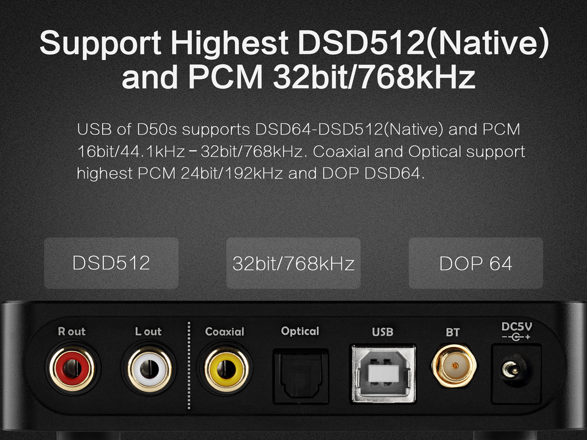 ขาย TOPPING D50s DAC ตั้งโต้ะระดับ Hi-Res รองรับ Bluetooth 5.0 , 32Bit/768kHz , DSD512 , LDAC