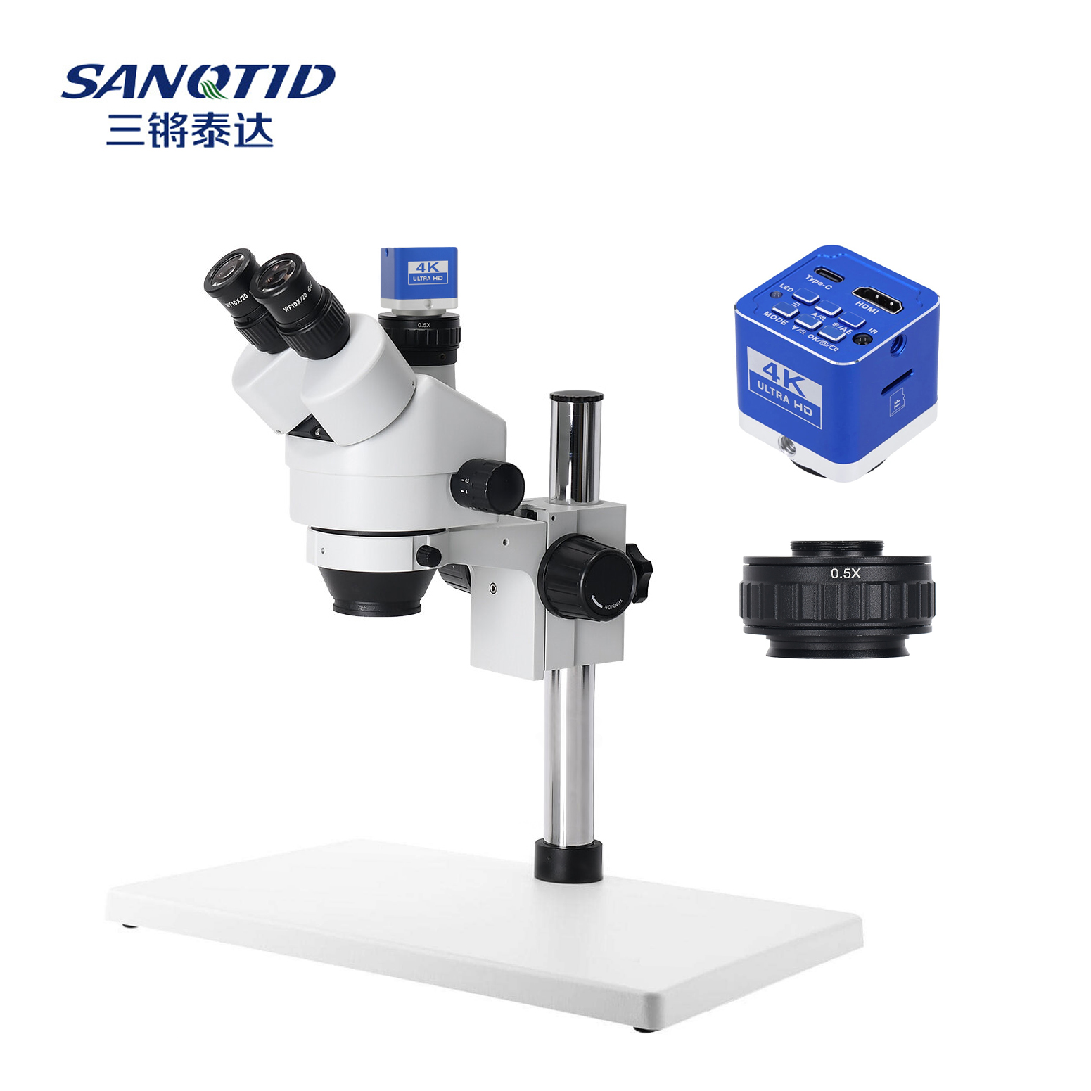 กล้องจุลทรรศน์ SANQTID trinocular stereo 7-45x ความชัด 4K รุ่น ZST-45-4K