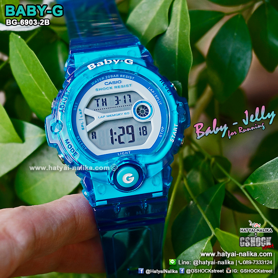 นาฬิกา Casio Baby-G BG-6903 Jelly series รุ่น BG-6903-2B สีน้ำเงินใส "Blue Jelly" ของแท้ รับประกัน1ปี