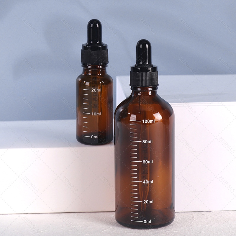 ขวดหยดสีชา ขวดแก้ว หลอดหยดมีสเกล Amber Glass Dropper Bottle