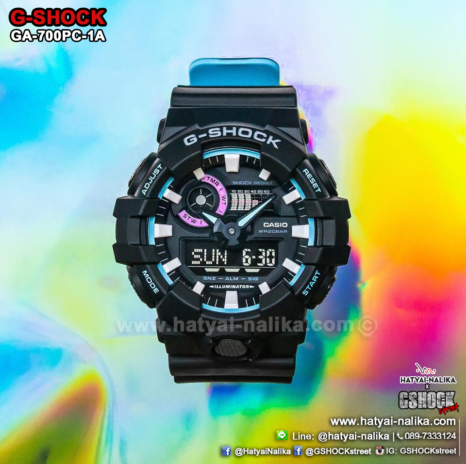 นาฬิกา Casio G-Shock Special Pearl Blue Neon Accent Color series รุ่น GA-700PC-1A ของแท้ รับประกัน1ปี