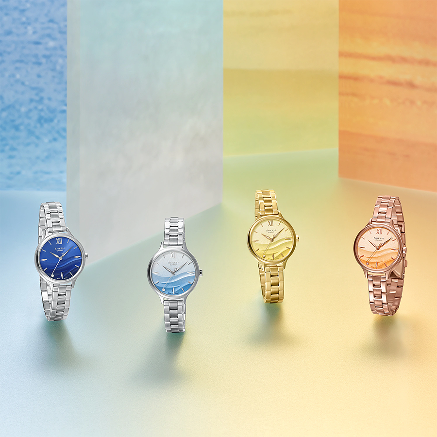 นาฬิกา คาสิโอ Casio SHEEN SAPPHIRE CRYSTAL คริสตัลแซฟไฟร์ SHE-4550 series รุ่น SHE-4550D-2A ของแท้ รับประกัน1ปี