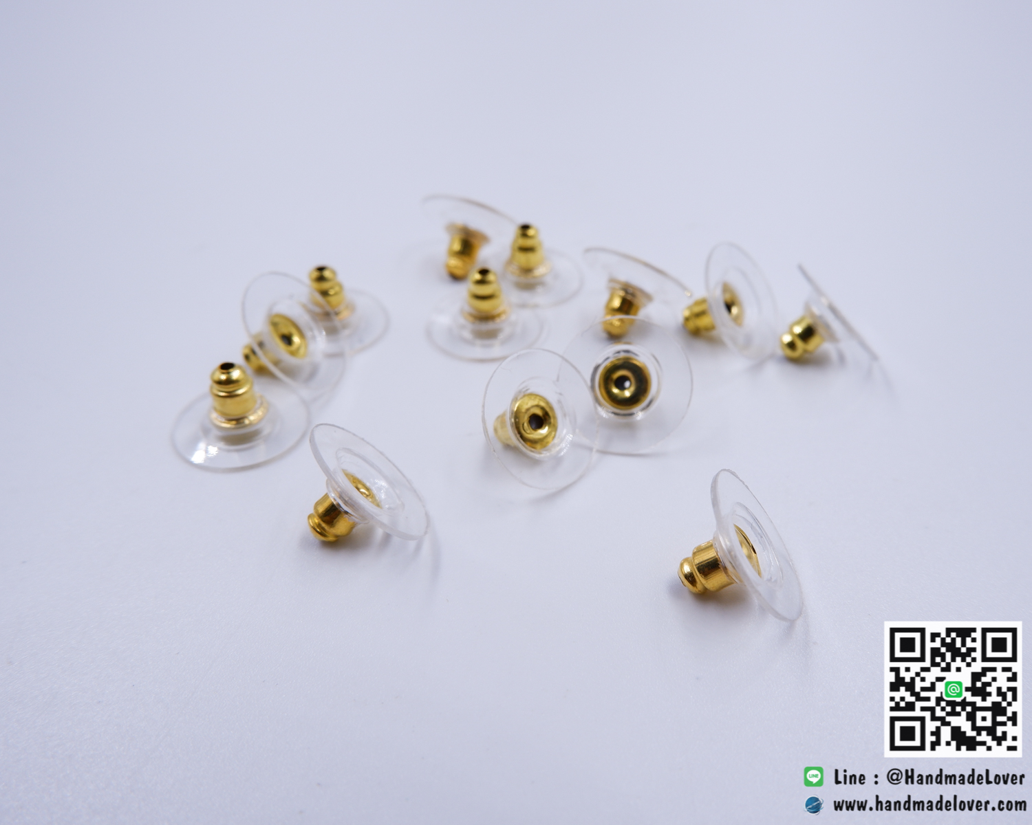 แป้นต่างหู ฐานแบน (ทับต่างหู ฐานพลาสติก ) ขนาด 10 มม. สีทอง