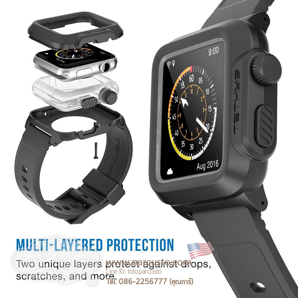 เคสกันน้ำกันกระแทก Apple Watch 38mm และ 42mm [IP68 Certified] จาก TETHYS [Pre-order USA]