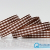 ริบบิ้นผ้า กรอสเกรน ลายสก๊อต สีน้ำตาลเข้ม