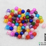 ลูกปัดพลาสติก ทับทิมกรอบ คละสี ขนาด 8 มิล (แพ็ค 50 ชิ้น)