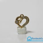 จี้โลหะ สีทอง รูปหัวใจ ประดับเพรช