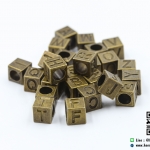 จี้,ตัวห้อยซิป ตัวอักษรลูกเต๋า แบบร้อย สีทองรมดำ A-Z