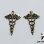 จี้โลหะ,ตัวห้อยซิป สีทองรมดำ รูปเครื่องหมายทางการแพทย์