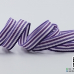 ริบบิ้นผ้า ลายทาง สีม่วง ขนาด 9 มิล