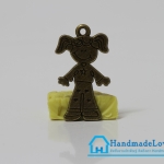 จี้,ตัวห้อยซิป สีทองรมดำ รูปเด็กผู้หญิง