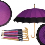 ร่มแฟชั่น24ก้าน ตอนเดียว24 นิ้ว ผ้าPG โครงไม้ ด้ามงอ คละสี