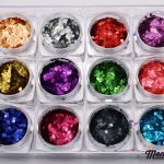 กากเพชรทรงสี่เหลี่ยมผืนผ้า 2X3มิล เรเซอร์ลายเส้น 12สี 12กระปุก กลิตเตอร์ 3D