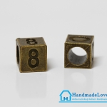 จี้,ตัวห้อยซิปโลหะ รูปเลข "8" สีทองรมดำ