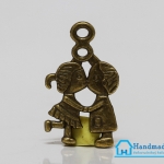 จี้โลหะ,ตัวห้อยซิป สีทองรมดำ รูปเด็กคู่