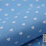 ผ้าสักหลาด พิมพ์ลายหัวใจ สีฟ้า