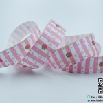 ริบบิ้นผ้า พิมพิ์ลายทาง และ สเตอเบอรี่