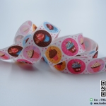 ริบบิ้นผ้า กรอสเกรน พิมพิ์ลาย Cup Cake ขนาด 22 mm.