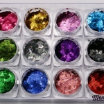 กากเพชรทรงสามเหลี่ยม 3มิล เรเซอร์ลายเส้น 12สี 12กระปุก กลิตเตอร์ 3D