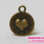 จี้โลหะ,ตัวห้อยซิป หัวใจในเหรียญ สีทองรมดำ