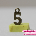 จี้,ตัวห้อยซิปโลหะ รูปเลข "5" สีทองรมดำ