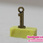 จี้,ตัวห้อยซิปโลหะ รูปเลข "1" สีทองรมดำ