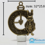 จี้โลหะ วินเทจ สีทองรมดำ รูปนาฬิกาและกระต่าย