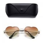 แว่นตา รูปหัวใจ ฮาราจูกุ (Harajuku) สีน้ำตาล ไล่โทนสี กรอบสีเงิน (UV400)