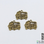 จี้โลหะ,ตัวห้อยซิป สีทองรมดำ รูปรถตุ๊กตุ๊ก (ขนาด 32*25 MM)