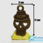 จี้โลหะ วินเทจ สีทองรมดำ รูปหัวกะโหลกสวมหมวก