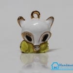 จี้อัลลอยด์ เคลือบสี รูปจิ้งจอก สีขาว จมูกเพชร