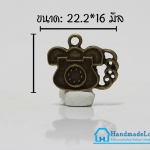 จี้โลหะ วินเทจ สีทองรมดำ รูปโทรศัพท์