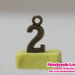 จี้,ตัวห้อยซิปโลหะ รูปเลข "2" สีทองรมดำ