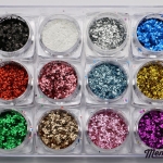 กากเพชร ปั้มลายขรุขระ ระยิบระยับ 12เชดสี 12 กระปุก