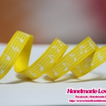 ริบบิ้นผ้า กรอสเกรน ตัวโน้ต สีเหลือง