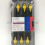 APEX ตะไบพร้อมด้าม 2 สี 6 ตัวชุด 3x170mm. กล่องPVC