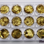 กากเพชรทรงกลม สีทอง เรเซอร์ลายเส้น คละ3ขนาด ขนาด1มิล 2มิล 3 มิล รวม12กระปุก กลิตเตอร์ 3D