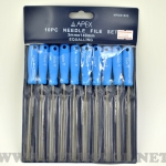 APEX ตะไบพร้อมด้าม สีฟ้า 10ตัว แบนปลายตัด 3x140mm.