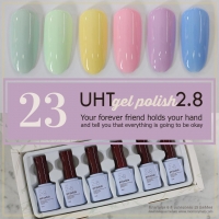 สีเจลทาเล็บ UHT ชุดรวม 6สี รหัส 23 โทนสีขนมหวาน