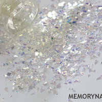 กากเพชร พิเศษ NP-018 คละทรง สีขาวรุ้ง ขวดแก้ว