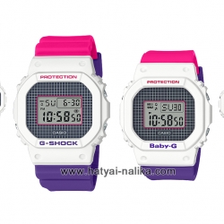 นาฬิกา คาสิโอ Casio G-Shock x Baby-G SETคู่รัก Throwback Baby-G 25th anniversary logo color series รุ่น DW-5600THB-7 x BGD-560THB-7 ของแท้ รับประกัน 1 ปี